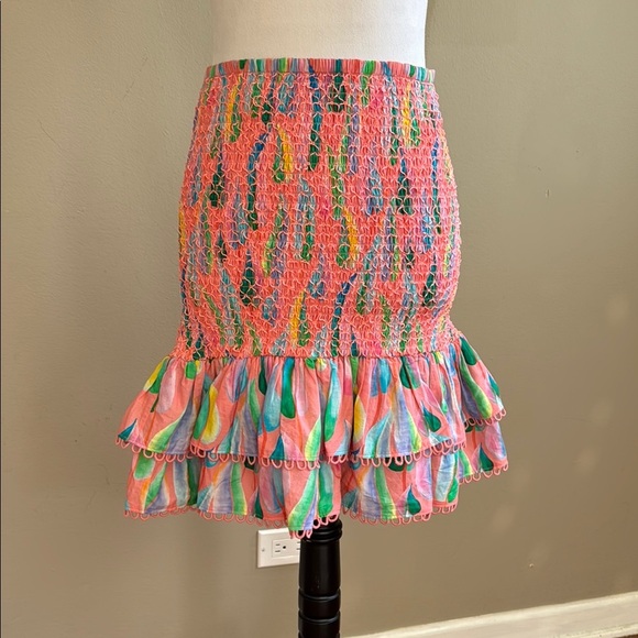FARM Rio by Anthropologie Colorful Patterned Smocked Printed Mini Skirt Size S - Picture 3 of 14